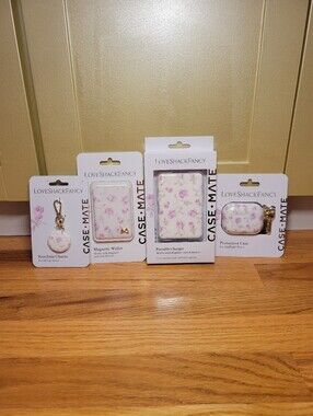 NWT LoveShackFancy x Case-Mate Limited Edition Ribbon Rosa Flora 4 Pc Tech Set